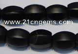 CNE16 15.5 inches 12*16mm drum black stone needle beads wholesale