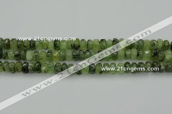 CNG1179 15.5 inches 6*14mm - 8*14mm nuggets green rutilated quartz beads