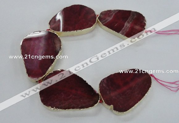 CNG1621 8 inches 35*50mm - 45*55mm freeform agate beads with brass setting