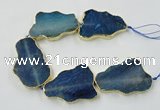 CNG1652 8 inches 35*50mm - 45*65mm freeform agate beads with brass setting