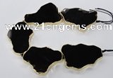 CNG1653 8 inches 35*50mm - 45*65mm freeform agate beads with brass setting