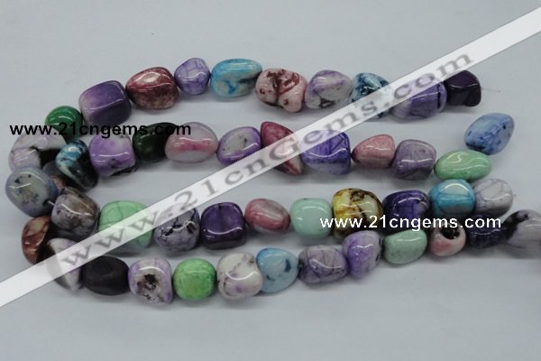 CNG229 15.5 inches 15*20mm nuggets dyed white agate gemstone beads