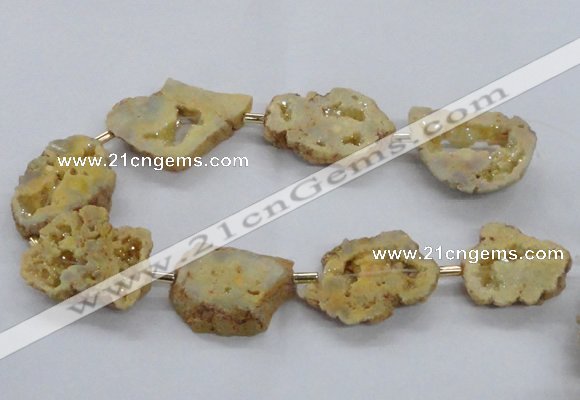 CNG2491 15.5 inches 30*40mm - 40*50mm freeform plated druzy agate beads