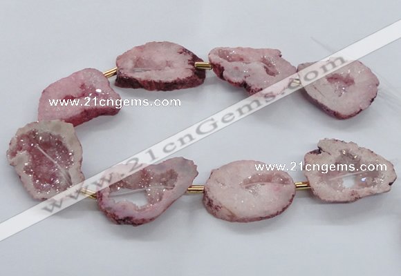CNG2493 15.5 inches 30*40mm - 40*50mm freeform plated druzy agate beads