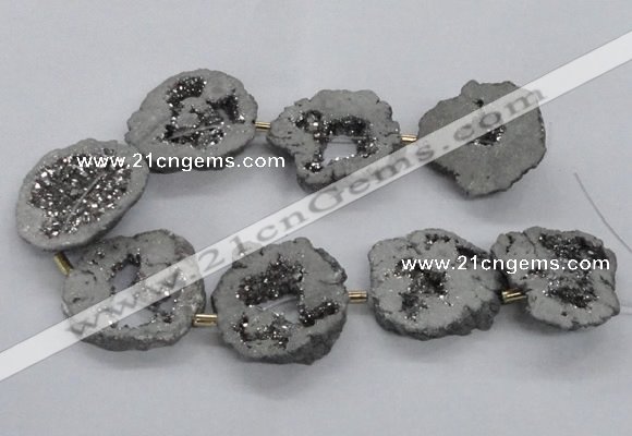 CNG2498 15.5 inches 30*40mm - 40*50mm freeform plated druzy agate beads