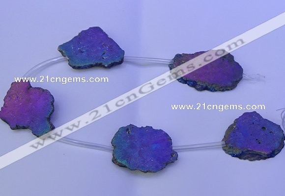 CNG2761 15.5 inches 28*35mm - 40*45mm freeform plated druzy agate beads