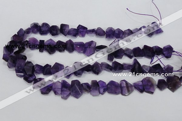 CNG307 15.5 inches 10*15mm faceted nuggets amethyst gemstone beads