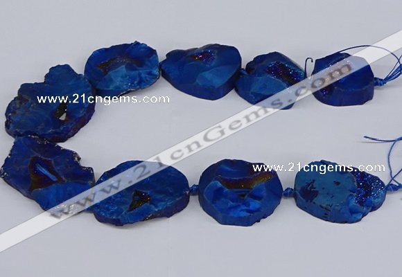 CNG3093 15.5 inches 25*30mm - 35*50mm freeform plated druzy agate beads