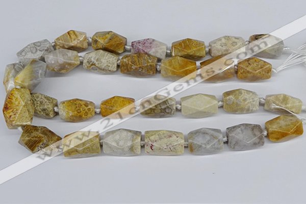 CNG3521 15.5 inches 15*25mm faceted nuggets fossil coral beads
