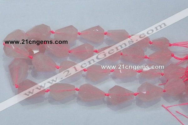 CNG384 15.5 inches 15*20mm – 25*30mm faceted nuggets rose quartz beads