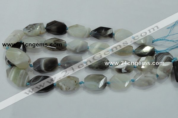 CNG492 15 inches 18*25mm – 25*32mm twisted & faceted nuggets agate beads