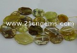CNG5085 20*30mm - 25*45mm freeform yellow & green opal beads
