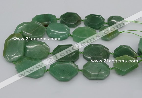 CNG5361 20*30mm - 35*45mm faceted freeform green aventurine beads