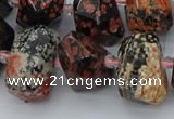 CNG5415 12*16mm - 15*20mm faceted nuggets red snowflake obsidian beads