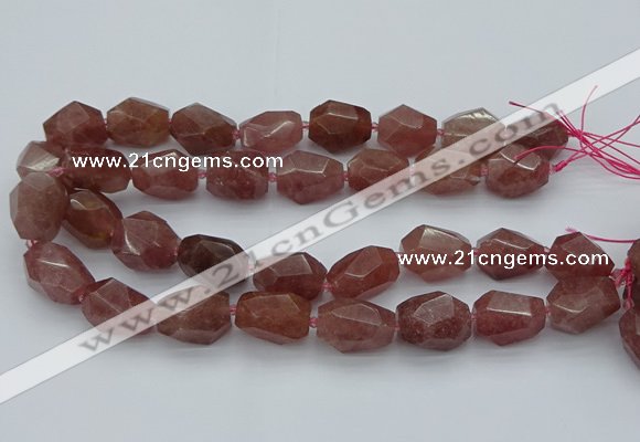 CNG5585 12*16mm - 15*25mm faceted nuggets strawberry quartz beads