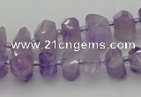 CNG5601 6*16mm - 8*18mm faceted nuggets lavender amethyst beads