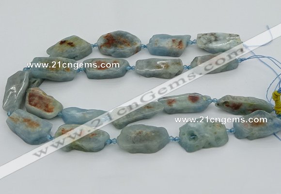 CNG5672 15.5 inches 15*35mm - 20*40mm freeform aquamarine beads