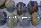 CNG5797 12*16mm - 13*18mm faceted nuggets blue calcite beads