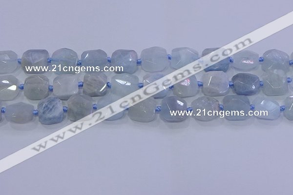 CNG5807 15.5 inches 10*12mm - 10*14mm faceted freeform aquamarine beads