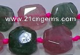 CNG5822 10*12mm - 10*14mm faceted freeform mixed strawberry quartz beads