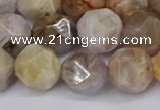 CNG6022 15.5 inches 12mm faceted nuggets silver needle agate beads