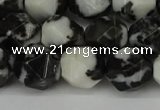 CNG6203 15.5 inches 10mm faceted nuggets black & white jasper beads
