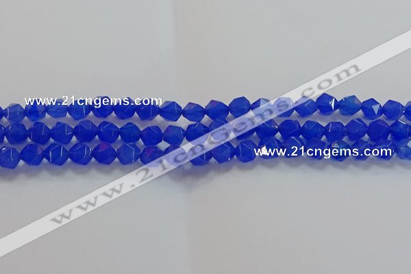 CNG6508 15.5 inches 6mm faceted nuggets blue agate beads