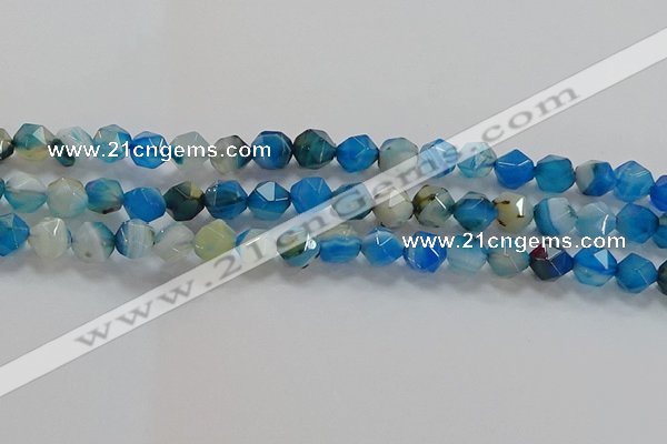 CNG6525 15.5 inches 8mm faceted nuggets line agate beads