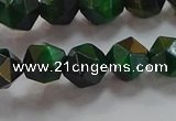 CNG6547 15.5 inches 8mm faceted nuggets green tiger eye beads