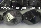 CNG6958 12*16mm - 13*18mm faceted nuggets black rutilated quartz beads