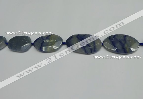 CNG7093 25*35mm - 35*45mm faceted freeform blue aventurine beads