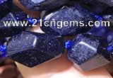 CNG7143 15.5 inches 6*10mm - 10*14mm faceted nuggets blue glodstone beads
