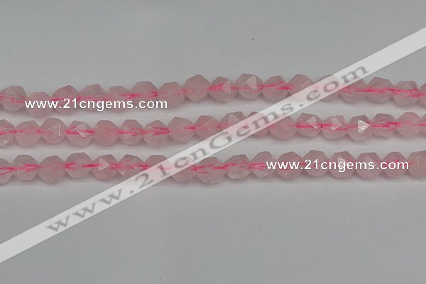 CNG7227 15.5 inches 10mm faceted nuggets rose quartz beads