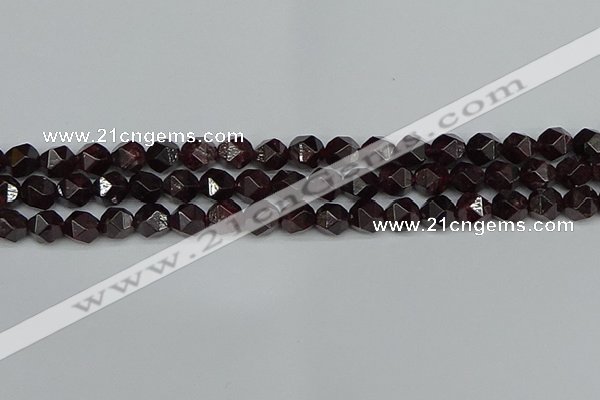 CNG7276 15.5 inches 8mm faceted nuggets red garnet beads