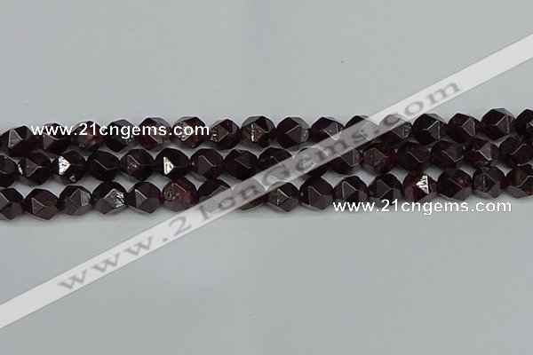 CNG7277 15.5 inches 10mm faceted nuggets red garnet beads