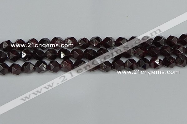 CNG7278 15.5 inches 12mm faceted nuggets red garnet beads
