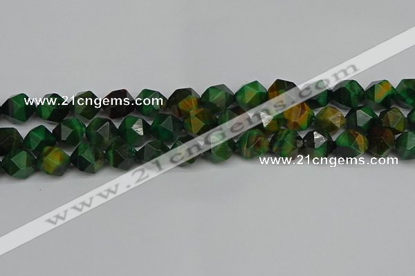 CNG7327 15.5 inches 10mm faceted nuggets green tiger eye beads