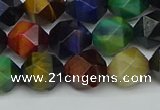 CNG7332 15.5 inches 10mm faceted nuggets mixed tiger eye beads