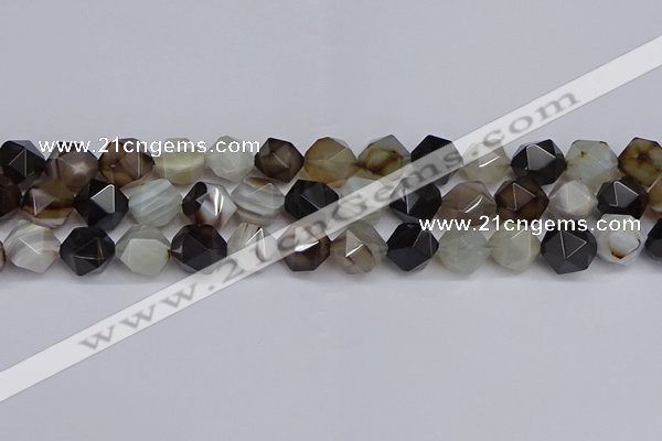 CNG7502 15.5 inches 8mm faceted nuggets line agate beads