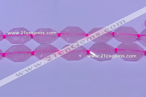 CNG7510 15.5 inches 25*35mm - 30*40mm faceted freeform rose quartz beads