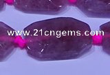 CNG7522 18*25mm - 25*35mm faceted freeform strawberry quartz beads