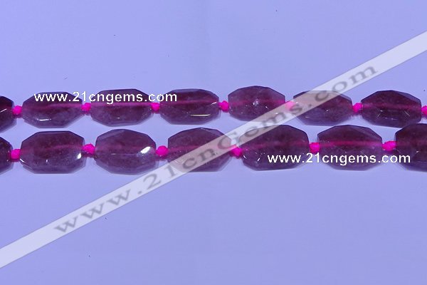 CNG7522 18*25mm - 25*35mm faceted freeform strawberry quartz beads