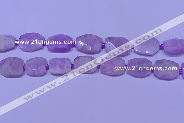 CNG7523 15.5 inches 18*25mm - 25*35mm faceted freeform kunzite beads