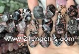CNG7772 13*18mm - 15*25mm faceted freeform red snowflake obsidian beads