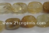 CNG782 15.5 inches 13*18mm nuggets golden rutilated quartz glass beads