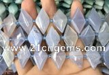 CNG7896 13*20mm - 15*25mm faceted freeform blue chalcedony beads