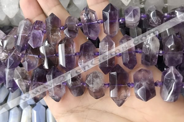 CNG7930 15.5 inches 8*22mm - 12*30mm faceted nuggets amethyst beads