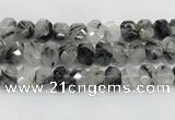 CNG8613 10*13mm - 12*16mm faceted freeform black rutilated quartz beads