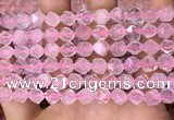 CNG8691 15.5 inches 8mm faceted nuggets rose quartz beads