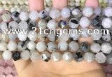CNG8733 15.5 inches 8mm faceted nuggets black rutilated quartz beads